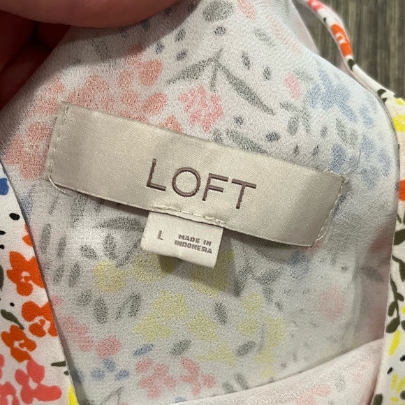 LOFT Tank Top Sleeveless Wide Straps Floral Print V-Neck Lined Multicolor Large - Picture 3 of 5